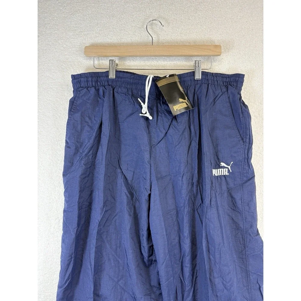 Vintage Puma Pants Men's Large Navy Blue Track Running Activewear New Deadstock - Picture 2 of 12